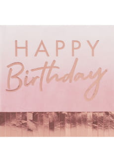 Serwetki HAPPY BIRTHDAY rowe zoto (16szt.)
