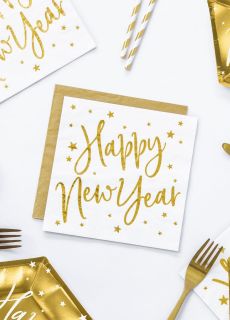 Serwetki HAPPY NEW YEAR bia�e serwetki sylwestrowe (20szt.)