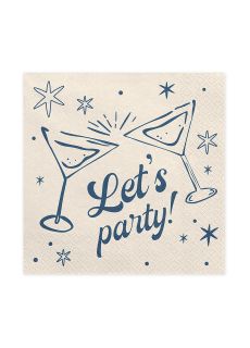 Be�owe serwetki z napisem LETS PARTY 20 szt. serwetki na st� serwetki ozdobne serwetki be�owe