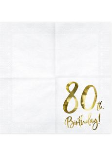 Serwetki na 80 URODZINY 33cm bia�e (20szt.)