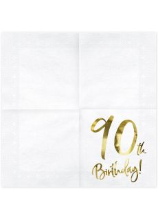 Serwetki na 90 URODZINY 33cm bia�e (20szt.)