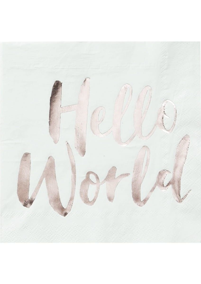 Serwetki na baby shower HELLO WORLD (20szt.)