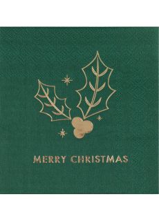 Serwetki �wi�teczne MERRY CHRISTMAS ze z�otym nadrukiem (16szt.)