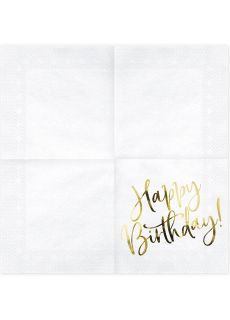 Serwetki urodzinowe HAPPY BIRTHDAY z�ote 33cm (20szt.)