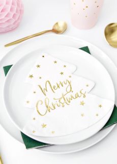 Serwetki w kszta�cie choinki MERRY CHRISTMAS (20szt.)