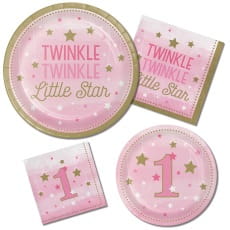Serwetki na baby shower roczek GWIAZDECZKA r�owe (16szt.)