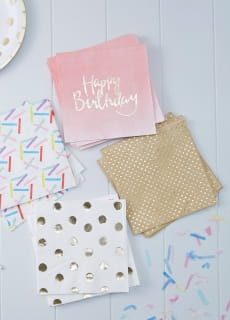 Serwetki urodzinowe OMBRE Happy Birthday (20szt.)