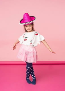 Sombrero dziecice z pomponikami rowe