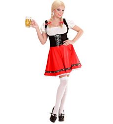 Str�j BAWARSKA DZIEWCZYNA S kostium dirndl czerwony Oktoberfest przebranie