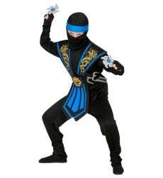 Str�j ninja z broni� KOMBAT niebieski str�j ninja dla ch�opca dla dziecka str�j karnawa�owy dla ch�opca