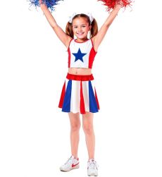 Str�j CHEERLEADERKI 116 cm top i sp�dniczka kostium sportowy dla dziewczynki na bal