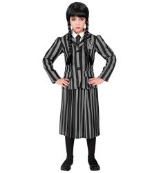 Str�j na Halloween MUNDUREK WEDNESDAY - 128cm str�j Wednesday kostium Wednesday dla dzieci przebranie Wednesday