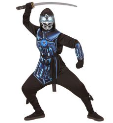 Str�j ninja CYBER NINJA ze �wiec�c� mask� 164cm str�j ninja kostium ninja dla dzieci przebranie ninja