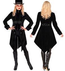 Str�j GOTYCKI aksamitny p�aszcz - S czarny elegancki kostium gotycki na Halloween