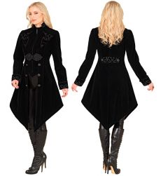 Str�j GOTYCKI aksamitny p�aszcz - M czarny elegancki kostium gotycki na Halloween