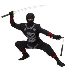 Str�j CZARNY NINJA dla dzieci 140cm kostium na bal przebranie na karnawa� str�j ninja przebranie ninja