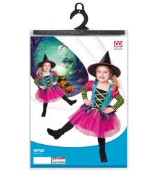 Kolorowy str�j CZAROWNICY 116cm r�owa sukienka halloween dla dziewczynki