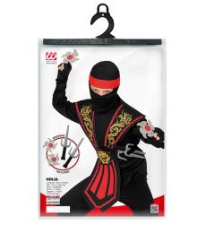Str�j ninja z broni� KOMBAT czerwony 140cm str�j dla ch�opca kostium na bal przebranie na karnawa� dla dziecka