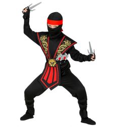 Str�j ninja z broni� KOMBAT czerwony 158cm str�j dla ch�opca kostium na bal przebranie na karnawa� dla dziecka