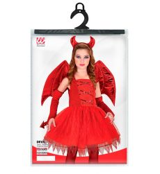 Dzieci�cy str�j DIABLICA 140cm czerwony kostium halloween ze skrzyd�ami i rogami