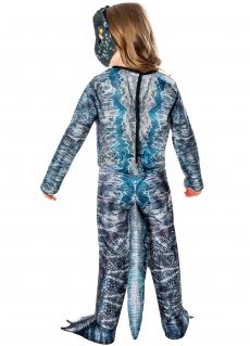 Str�j dzieci�cy VELOCIRAPTOR BLUE 5-7 lat kostium dinozaura dla dzieci przebranie dinozaura dla dzieci