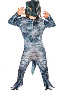 Str�j dzieci�cy VELOCIRAPTOR BLUE 5-7 lat kostium dinozaura dla dzieci przebranie dinozaura dla dzieci