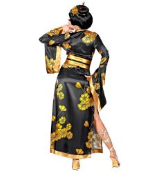 Karnawa�owy str�j GEJSZY XS kimono czarne z�ote kwiaty kostium japo�ski elegancki