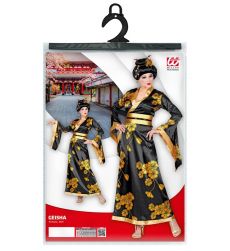 Karnawa�owy str�j GEJSZY M kimono czarne z�ote kwiaty kostium japo�ski elegancki