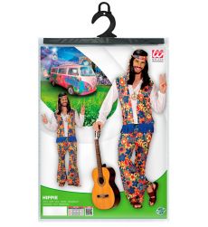 Str�j HIPIS z opask� i pacyfk� - XL kolorowy kostium hippie na imprez� i festiwal