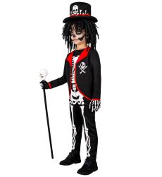 Str�j dzieci�cy na Halloween KAP�AN VOODOO 116cm kostium halloween z kapeluszem i szkieletem