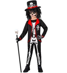 Str�j dzieci�cy na Halloween KAP�AN VOODOO 140cm kostium halloween z kapeluszem i szkieletem