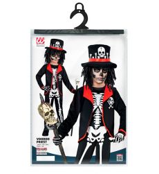 Str�j dzieci�cy na Halloween KAP�AN VOODOO 140cm kostium halloween z kapeluszem i szkieletem