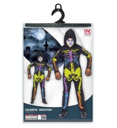Str�j KOLOROWY SZKIELET 128cm kolorowy kostium halloween dla dziecka