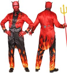 Str�j diab�a dla doros�ych S czerwony kostium halloween z motywem ognia