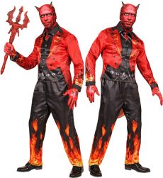 Str�j diab�a dla doros�ych L czerwony kostium halloween z motywem ognia