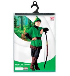 Str�j Robin Hood KSI��� Z�ODZIEI 128cm dla dziecka zielony z czapk� i �ukiem