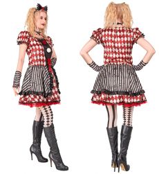 Str�j na Halloween damski LALKA HARLEQUIN XS kostium romby przebranie harlequin