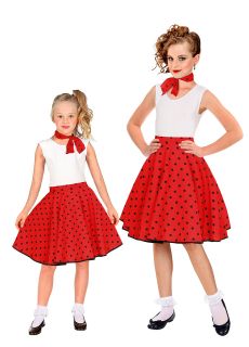 Dzieci�cy STR�J PIN UP lata 50 rozm.  uniwersalny str�j retro dla dziewczynki sp�dniczka w kropki opaska w kropki