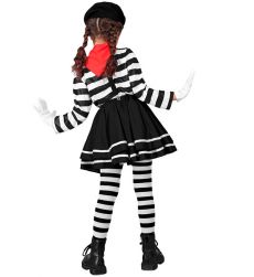 Str�j MIM dla dzieci - 158cm kostium pantomima czarno bia�y beret r�kawiczki