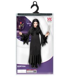 Str�j halloweenowy dla dziewczynki MORTISIA - 128cm czarna sukienka kostium Halloween