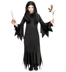 Str�j halloweenowy dla dziewczynki MORTISIA - 140cm czarna sukienka kostium Halloween