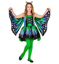 Str�j MOTYLA dla dziewczynki zielono - niebieski 104cm kostium motylek na bal Halloween