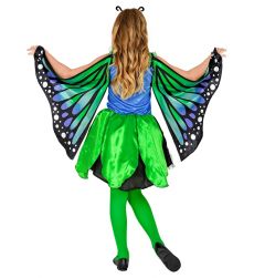 Str�j MOTYLA dla dziewczynki zielono - niebieski 158cm kostium motylek na bal Halloween