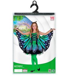 Str�j MOTYLA dla dziewczynki zielono - niebieski 158cm kostium motylek na bal Halloween