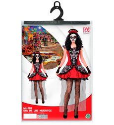 Str�j na Halloween DAMA DIA DE LOS MUERTOS XL  kostium czerwono czarny przebranie