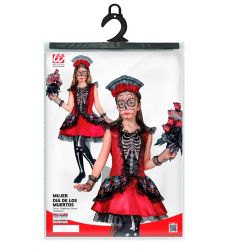 Str�j halloweenowy dla dziewczynki DIA DE LOS MUERTOS 158cm kostium czerwony