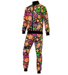 Str�j karnawa�owy HIPIS PARTY kolorowe dresy L kostium hippie retro