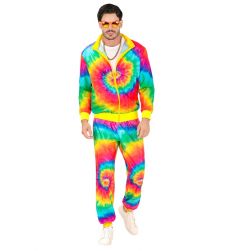 Str�j hipisowski KOLOROWY DRES S kostium tie dye kolorowy retro