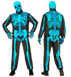 Str�j szkielet RENTGEN S kostium halloween czarny z niebieskim nadrukiem ko�ci
