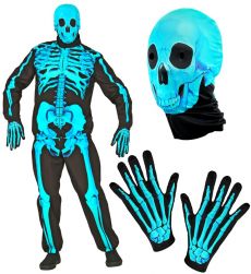 Str�j szkielet RENTGEN S kostium halloween czarny z niebieskim nadrukiem ko�ci